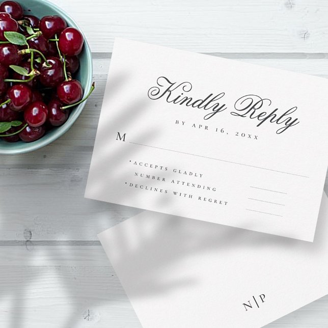Moderne einfache Elegante Chic Monogram Typografie RSVP Karte (Von Creator hochgeladen)
