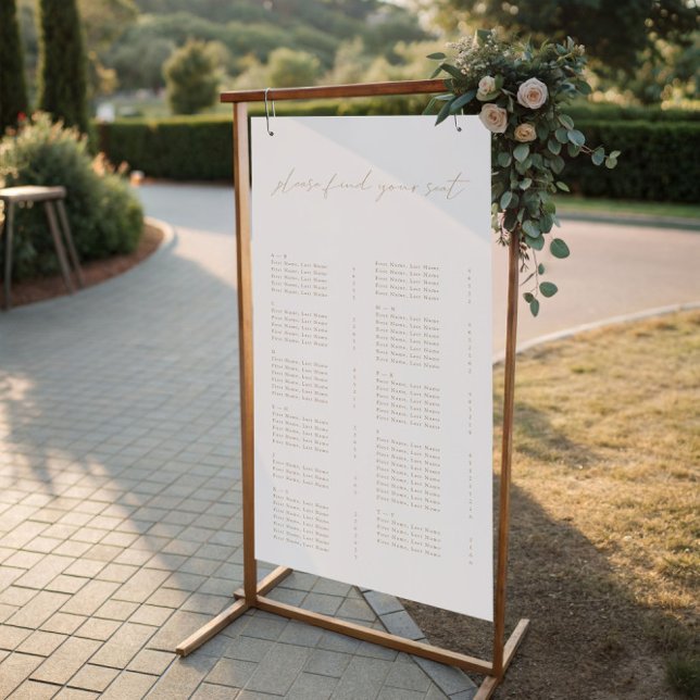 Moderne, einfache, elegante Hochzeitsstift Poster (Modern Simple Elegant Wedding Seating Chart)