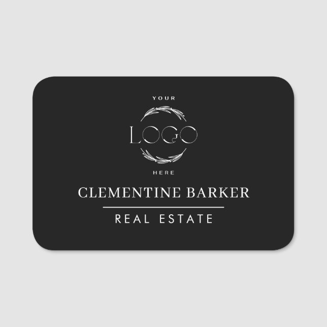 Moderne einfache Elegante Ihr Logo Namensschild (Vorderseite)