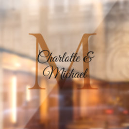 Moderne, einfache, elegante, monogramm Hochzeit Fensteraufkleber