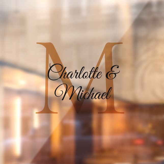 Moderne, einfache, elegante, monogramm Hochzeit Fensteraufkleber (Blatt 2)