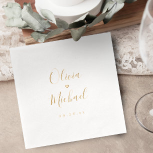 Moderne einfache elegante Schriftart Paarnamen Hoc Servietten Mit Folie