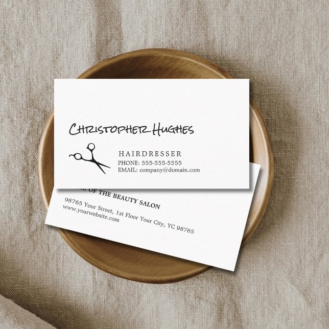 Moderne Einfache Elegante Schwarz-weiße Haarstühle Visitenkarte (Von Creator hochgeladen)