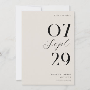 Moderne einfache elegante schwarze und elfenbeinfa save the date
