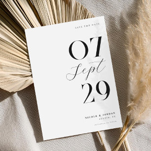 Moderne einfache elegante schwarze und weiße Hochz Save The Date