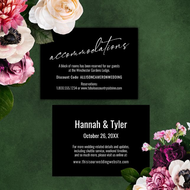 Moderne einfache, elegante schwarze Unterkünfte Begleitkarte (Von Creator hochgeladen)