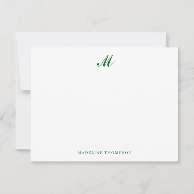 Moderne einfache, elegante Script Forest Green Mon Mitteilungskarte (Vorderseite)