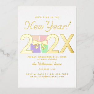 Moderne, einfache Elegante Silvesterbow-Geschenkbo Folieneinladung