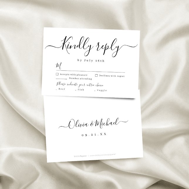 Moderne, einfache, elegante Skripthochzeit RSVP Karte (Modern simple elegant script wedding RSVP)
