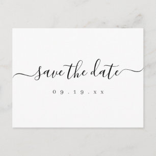 Moderne, einfache, elegante Skripthochzeit speiche Ankündigungspostkarte