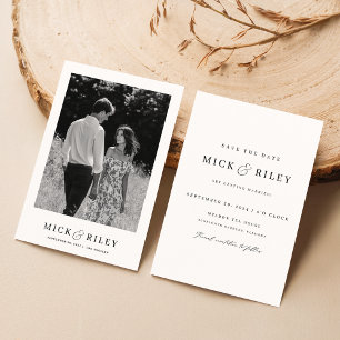 Moderne einfache elegante Text- und Foto-Hochzeit Save The Date