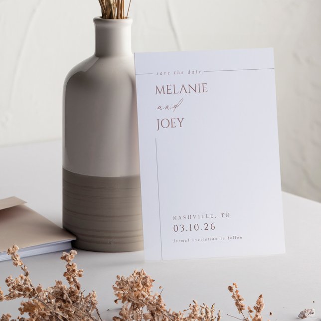 Moderne, einfache, elegante Typografie Save the Da Einladung (Modern Simple Elegant Typographic Save the Date Invitation)