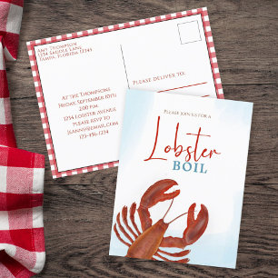 Moderne einfache elegante Wasserfarbe Rote Hummer- Postkarte
