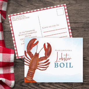 Moderne einfache elegante Wasserfarbe Rote Langust Postkarte