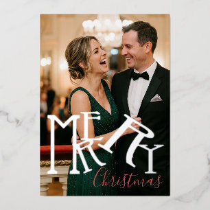 Moderne einfache elegante Weihnachtsfolie-Postkart Folieneinladung