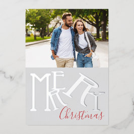 Moderne einfache elegante Weihnachtsfotokarte Folieneinladung