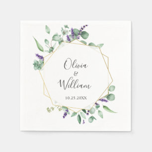 Moderne einfache Eukalyptus Geometric Frame Weddin Serviette