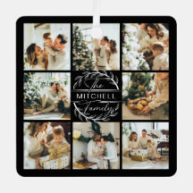 Moderne, einfache FamilienfotoCollage | Monogramm-