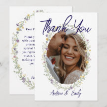 Moderne einfache florale Hochzeit Danke Karte 