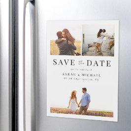 Moderne, einfache Foto-Collage Wedding speichern d Magneteinladung