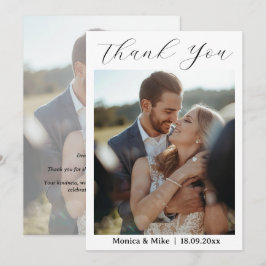 Moderne einfache Foto-Hochzeit Danke Karte mit Not