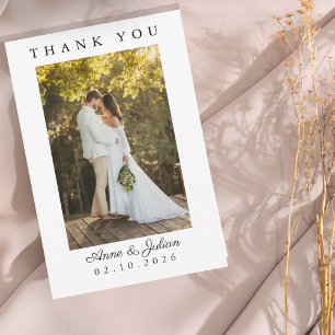 Moderne einfache Foto Hochzeit Danke Karte W Anmer