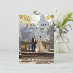 Moderne einfache Foto-Hochzeit Dankeskarte