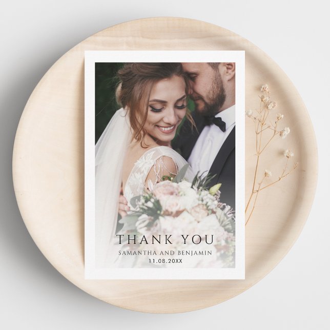 Moderne, einfache Foto Hochzeit Dankeskarte (Modern Simple Photo Wedding Thank You Card)