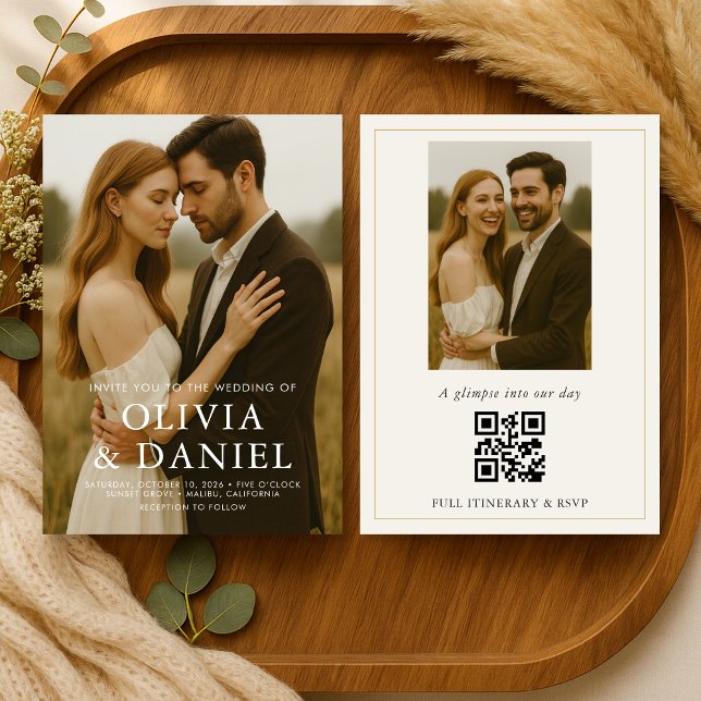 Moderne einfache Foto-Hochzeit Einladung (Von Creator hochgeladen)