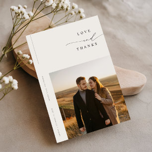 Moderne einfache Foto-Hochzeit mit kleinem Budget Dankeskarte