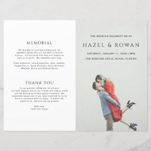 Moderne einfache Foto-Hochzeitsprogramm