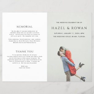 Moderne einfache Foto-Hochzeitsprogramm Flyer