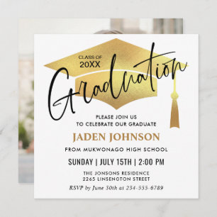 Moderne Einfache FOTO-Klasse 2024 Graduation Party Einladung