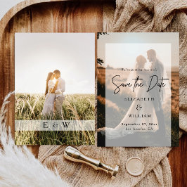 Moderne, einfache Foto-Overlay-Hochzeit speichern  Einladung