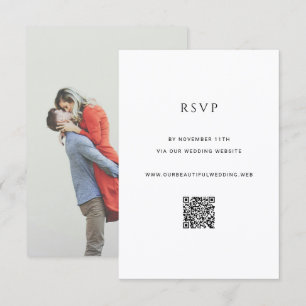 Moderne einfache Foto-QR-Code-Hochzeit RSVP Karte