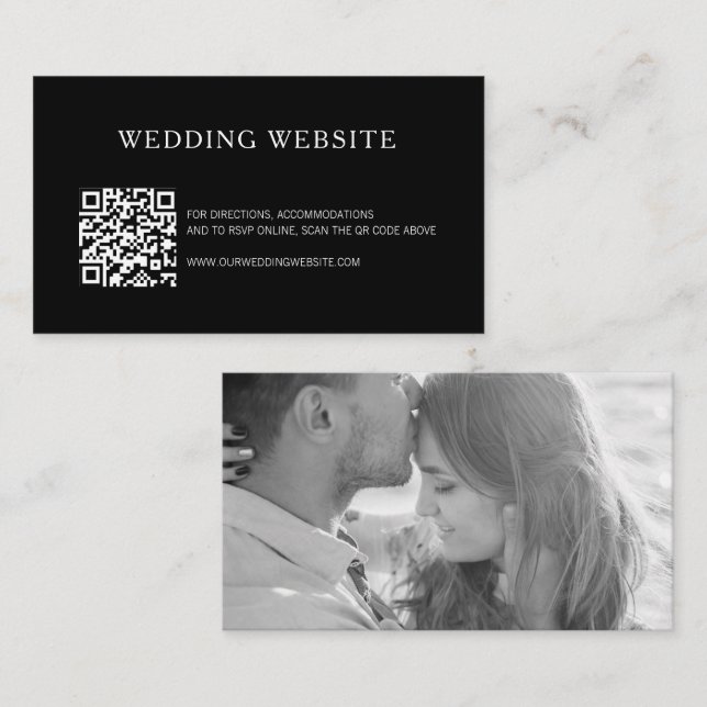 Moderne, einfache Foto-QR-Code-Website Hochzeit Begleitkarte (Vorne/Hinten)