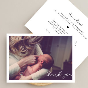 Moderne einfache Fotodankeskarten für Babypartys Dankeskarte