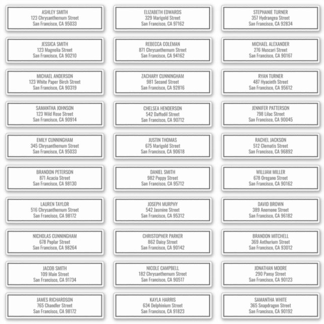 Moderne einfache Frame Wedding Gästebame Adresse Aufkleber (Vorderseite)