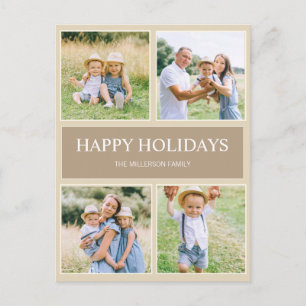 Moderne einfache Frohe Feiertage 4 Familienfoto Postkarte