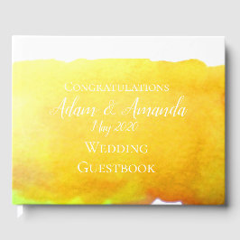 Moderne, einfache, gelbe Hochzeit der Aquarellkuns Gästebuch
