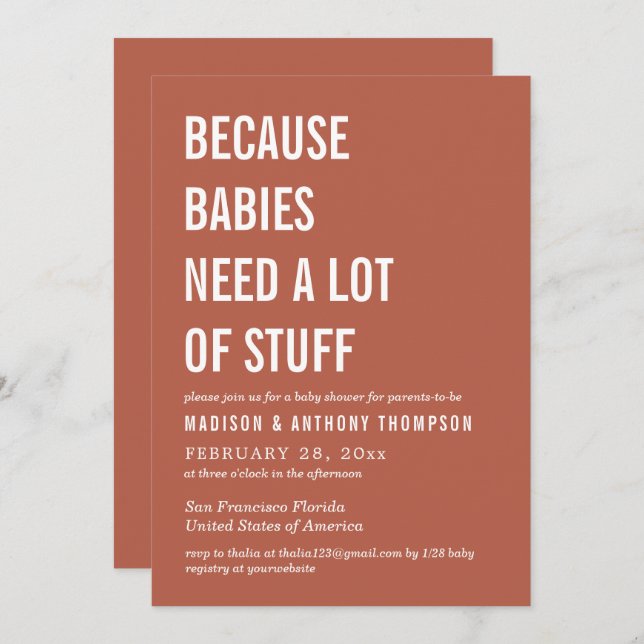 Moderne, einfache Gender-Neutral-Wüstendusche Einladung (Vorne/Hinten)