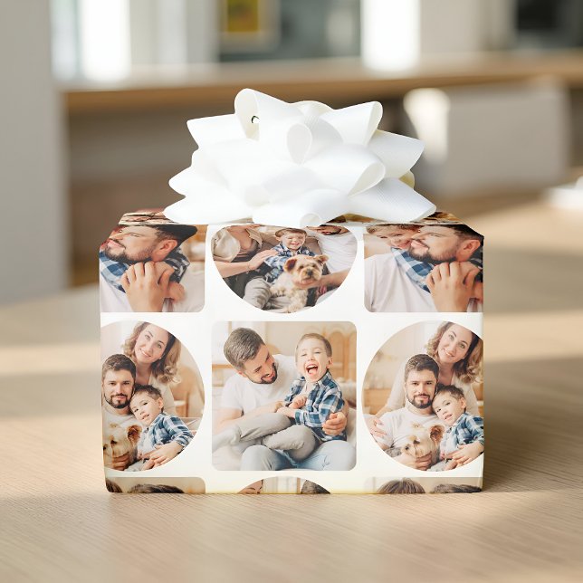 Moderne einfache geometrische Vier-Foto-Vorlage Geschenkpapier (Von Creator hochgeladen)
