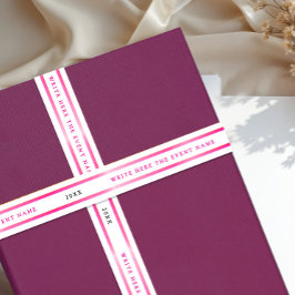 Moderne einfache girly weiße rosa Streifen-Typogra Satinband