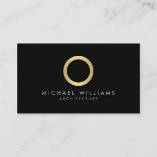 Moderne einfache Gold Circle Black Business Card Visitenkarte