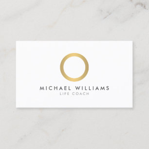 Moderne, einfache Gold Circle White Business Card Visitenkarte