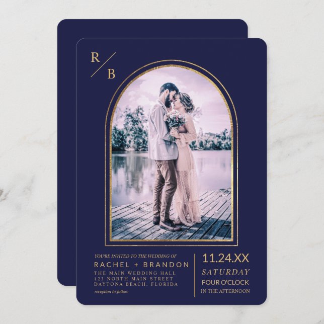 Moderne, einfache Goldmedaille Einladung (Vorne/Hinten)