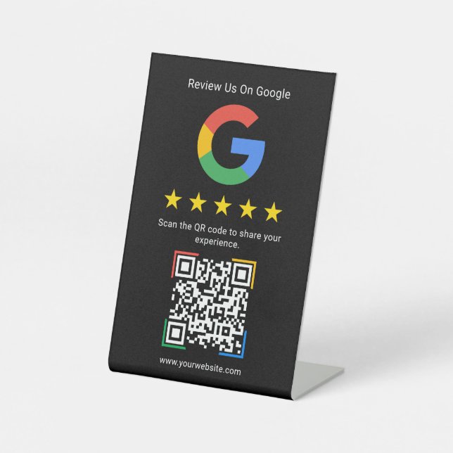 Moderne einfache Google-Bewertungs-QR-Code-Unterne Sockelschild (Vorderseite)