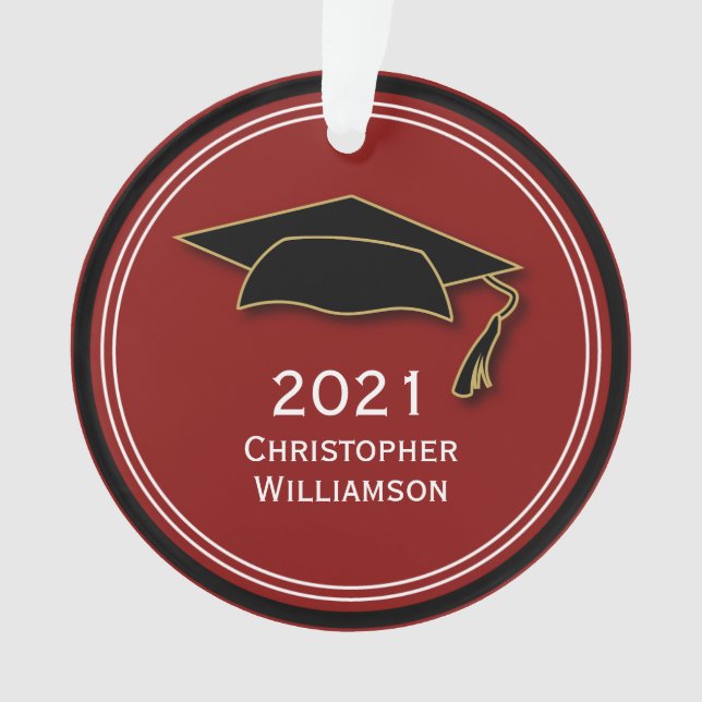 Moderne einfache Graduation Cap Class 2021 Ornament (Vorderseite)