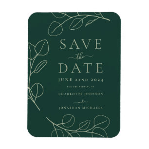 Moderne einfache grüne Hochzeit mit Laubwerk Magnet