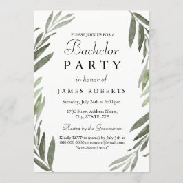 Moderne einfache grüne Leaf Bachelor Party einlade Einladung